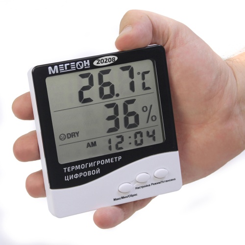 Термогигрометр настольный цифровой МЕГЕОН 20208 фотография  фото 5