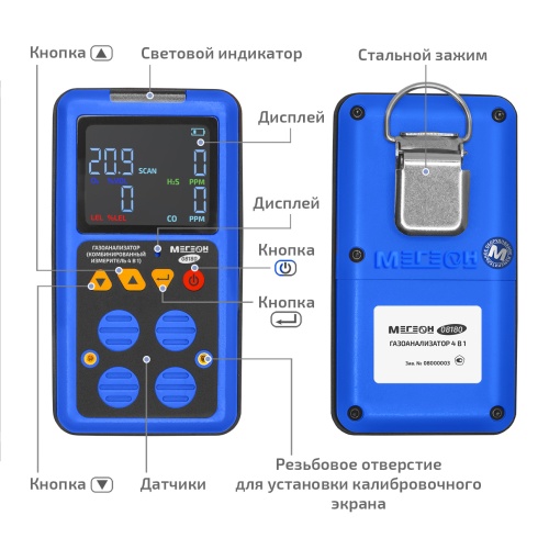 Газоанализатор (комбинированный измеритель 4 в 1) МЕГЕОН 08180 фотография  фото 10