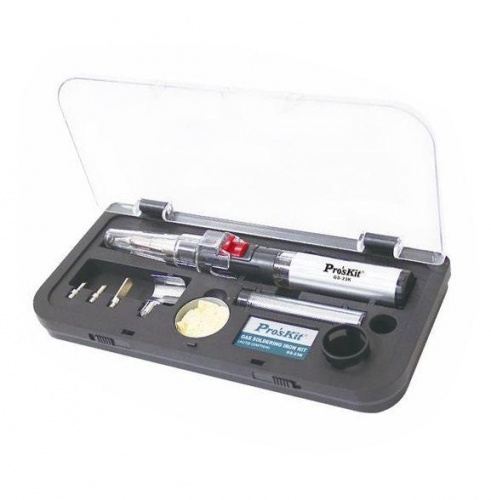 GS-23K Proskit Газовый паяльник 3 в 1 с керамическим нагревателем и с набором насадок в футляре фотография 