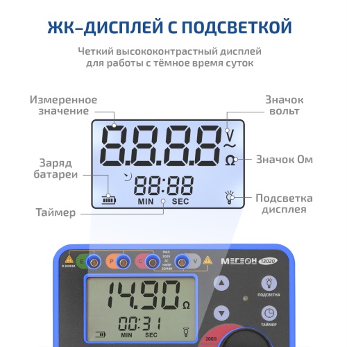 Омметр (измеритель сопротивления заземления) МЕГЕОН 13020 - внешний вид фото 8 Омметр (измеритель сопротивления заземления) МЕГЕОН 13020 фотография фото 8
