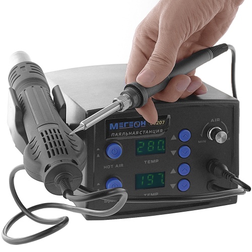 Многофункциональная паяльная станция 2 в 1 МЕГЕОН 00207 - внешний вид фото 8 Многофункциональная паяльная станция 2 в 1 МЕГЕОН 00207 фотография фото 8