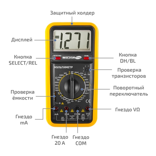Мультиметр цифровой МЕГЕОН 12700 - внешний вид фото 9 Мультиметр цифровой МЕГЕОН 12700 фотография фото 9