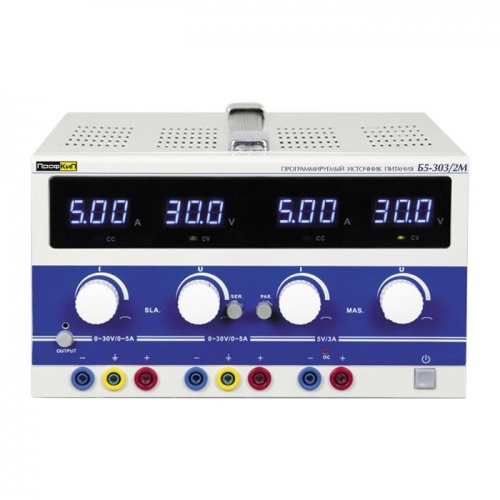 Источник питания ПрофКиП Б5-303/2М источник питания (3; 0 В … 30 В х2; 0 А … 5 А х2) - внешний вид Источник питания ПрофКиП Б5-303/2М источник питания (3; 0 В … 30 В х2; 0 А … 5 А х2) фотография