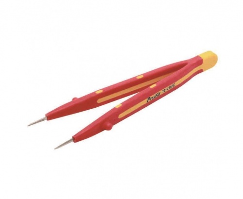 TZ-V302C ProsKit Пинцет прямой скругленный диэлектрический до 1000В 160мм фотография 