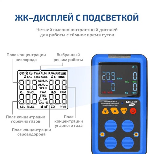 Газоанализатор (комбинированный измеритель 4 в 1) МЕГЕОН 08180 с поверкой фотография  фото 7